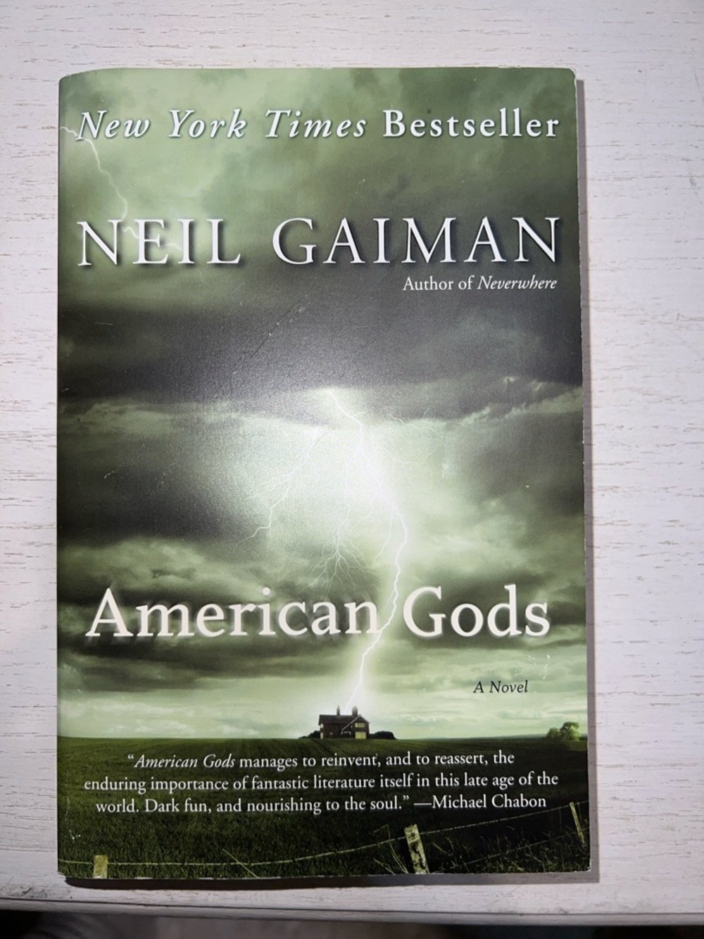 Neil Gaiman American Gods Paperback - Green Storm Cover
